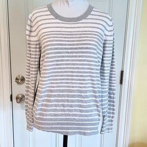 Banana Republic Gray and White Striped Sweater